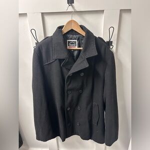 Alpine Swiss Black Wool Blend Peacoat Jacket Mens XL